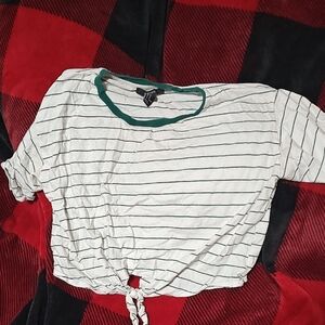 Rue21 Green and White Striped Short Sleeve Top